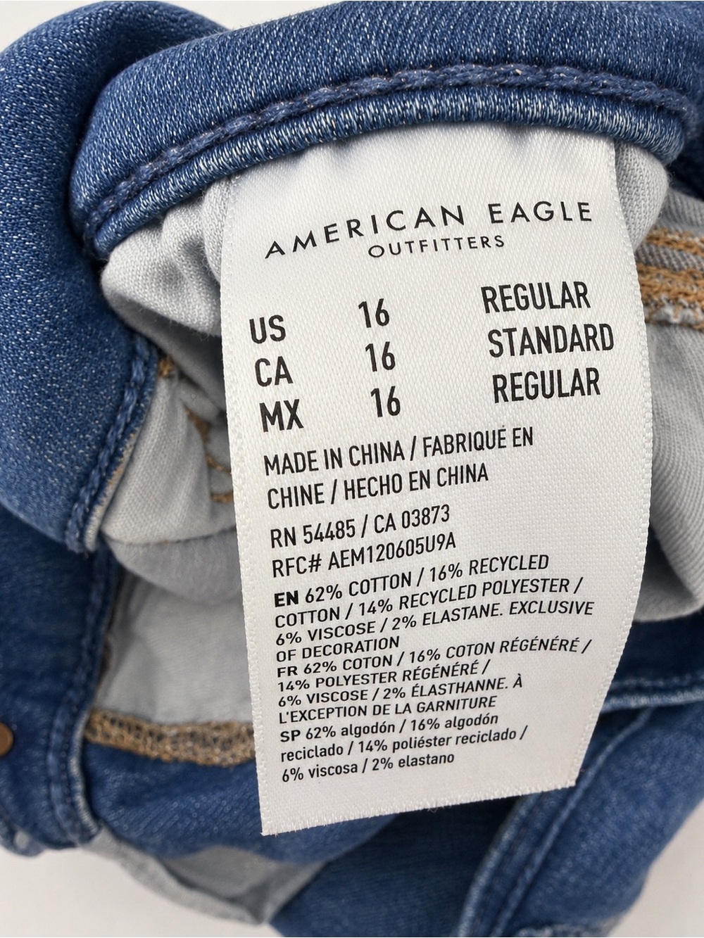American Eagle Outfitters Women’s Mid-Blue High-Rise Skinny Jeans - Picture 8 of 8